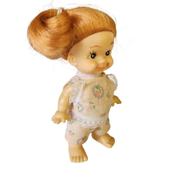 Vintage 1960s Huggles Doll Japan Red Hair Big Eyes 7” Vinyl Girl Toy Collectible - Picture 4 of 6